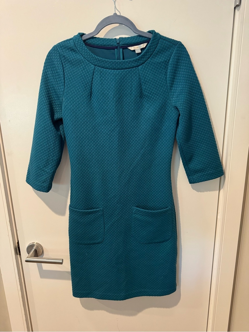 Boden Teal Textured 60’s Style Mini Dress Size 2P